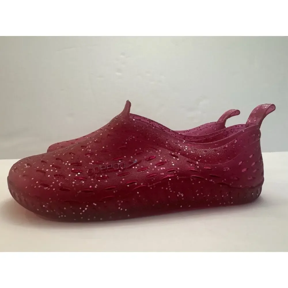 Speedo Exsqueeze Me Red Glitter Jelly Water Shoes Kids XL 11 12